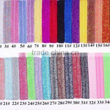 Shiny Frosted Elastic Hair Tie 5/8''Fold Over Elastic Cheap Wide Headbands FOE photo-6
