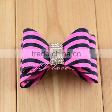 Hot Pink/Navy Silk hair bow- 7cm hair bow headband decorate