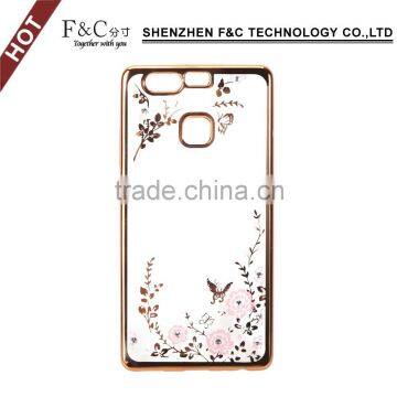 High Quality Ultra Thin P9 Electroplate phone cases For huawei Ascend P9 TPU soft shining golden cases cover