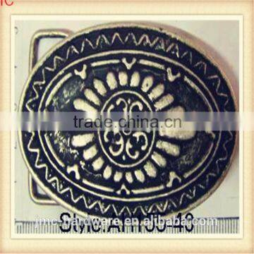 Vintage Fashion Oval and Round Customized Antique Bronze Metal Plate-style Belt Buckle With Complicated Pattern photo-3