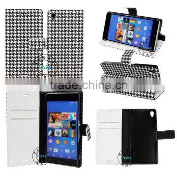 2015 newest design case for sony z3 pu leather case