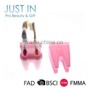 4 Holes Tooth Shape Plastic Toothbrush Holder