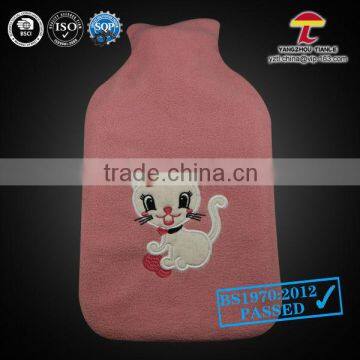 2000ml large fleece hot water bag cover charming cat