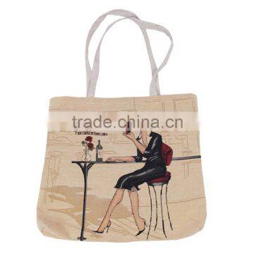 Good quality reusable jacquard cotton fabric shopping bag