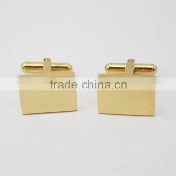 316L Stainless Steel Gold Rectangle Cufflink Custom Engrave Logo Gold Cufflinks photo-3