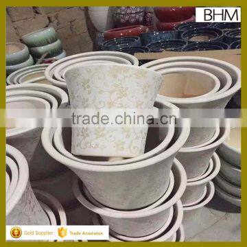 White Glazed Cheap Outdoor Ceramic Planter Wholesale for garden decor