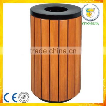 round park outdoor wooden waste bin