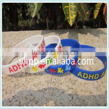 Custom ADHD Awareness Silicone Purple Blue&White Colours Wristband Bracelet