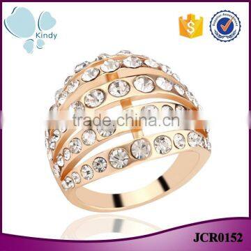 China factory direct wholesale jewelry rose gold full jewelled finger ring