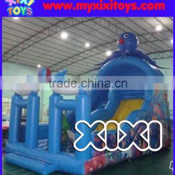 Cheap ocean animals theme Children inflatable slide, inflatable dry slide for kids