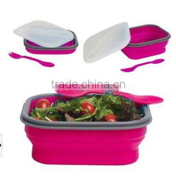 Newest Desing Silicone Collapsible lunch boxes for travelling and picnic