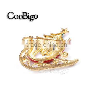 Fashion Charming Jewelry Bling Christmas Tree Red Sled Rhinestone Pin Brooch Wedding Christmas Party Gift Apparel Accessories photo-2