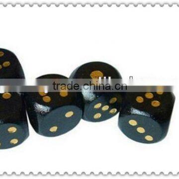 Wooden game dice with silk-screen logo