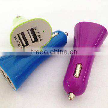 New design high quality CE RoHS USB Cell Phone Car Charger with 2 USB Port OEM Available