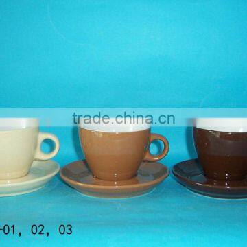 stoneware cafe cup and saucer