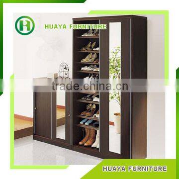 European large wooden mirrored shoe cabinet