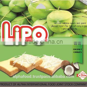 Sweet Crunchy Texture LIPO 230G Coconut Cookies with brand biscuit