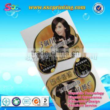 Factory supply customized hair care series hot stamping sticker with high quality