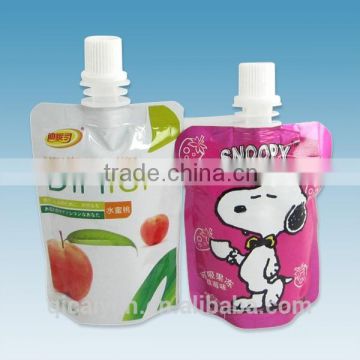 high quality food grade stand up pouches with spout for juice packaging