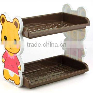 2-layers plastic storage rack/2-layers detachable shelf/double layers combined shelf/Cartoon shelves/Cartoon Design Shelves/Bear