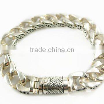 Mens silver bracelet new product 2014 small moq B107 NEW CLASP