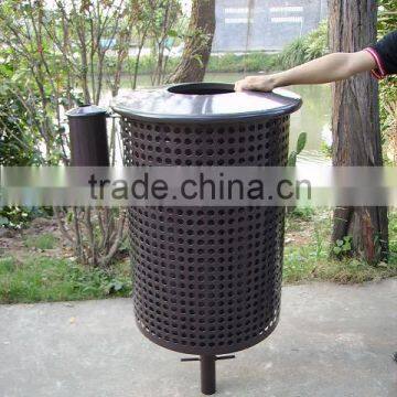 Pedestal embedded mount garbage waste bin galvanized steel outdoor garbage bin