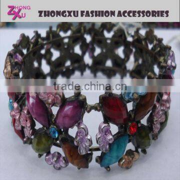 fashion hot sale antique style acrylic flower vintage bangle