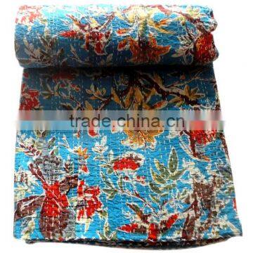 RTHKG-20 Indian Bengali Designer Fruit Floral Cotton Fabric Kantha Gudari Bedspread Traditional Manufacturer Wholesaler Throw