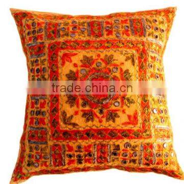 RTHCC-4 Traditional Kantha Mirror work hot selling Gujarati embroidered cushion cover home Furnishing Manufacturer and Exporter