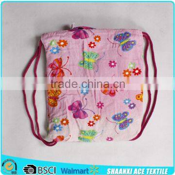 Cotton velour printed butterfly string beach bag 2015 designs