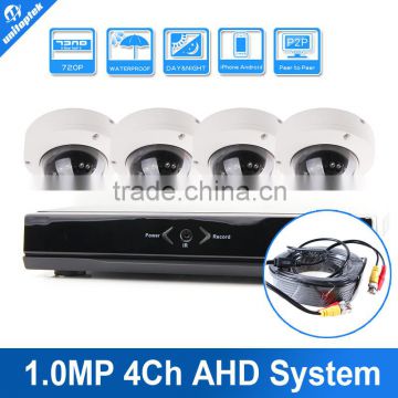 Security 4CH DVR System With HD 4 Channel 1.0MP Dome IR Day/Night AHD Camera NVR Recording Kit