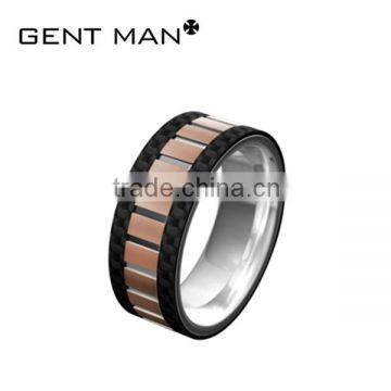 latest gold finger ring designs coolman jewelry carbon fiber stainless steel ring with CZ