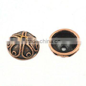 Antique copper round wholesale bead caps for jewelry