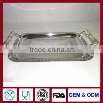 silver metal tray with handle silver tray rectangular silverplated tray tableware for party