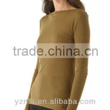 Soft Fashion Single Color Knitted Sexy lady tops tight women tshirts