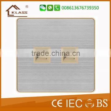 Wall Electrical Type Computer Socket 2gang Outlet Double grey color