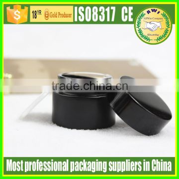 trade assurance 50g black glass cosmetic jar with black lid high quality