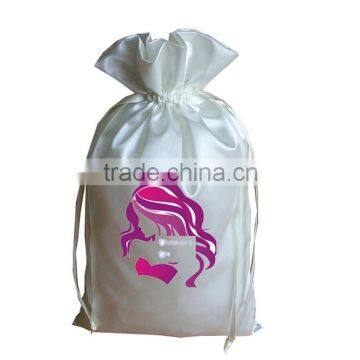 Pink Drawstring Satin Hair Bag