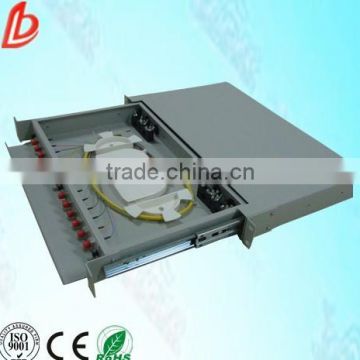 hot sale 12 ports 1U 19"sliding Wall-mount drawer type fiber optic patch panel for optical fiber PLC Splitter