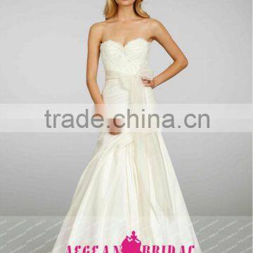 AEW13611 organza belt bow taffeta wedding dress with long skirt with corpete