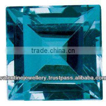 Princess Cut Blue Corundum Stone, London Blue topaz supplier, loose gemstone supplier from india