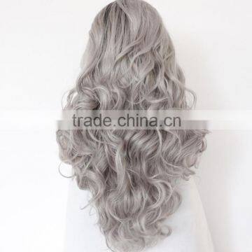 Ombre Silver Grey Body Wave Synthetic Wig Long Natural Wigs N505 photo-3