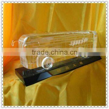 Elegant Transparent Crystal Bus Model For Table Decoration