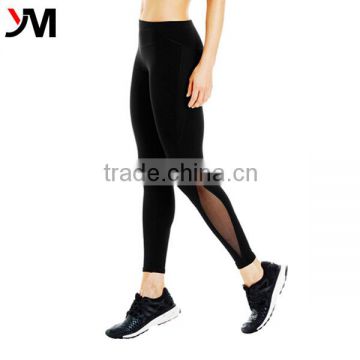 Women's Zip Pocket Workout Clothes Breathable Yoga Pants Side Mesh Panel Leggings