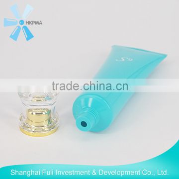 Empty packaging plastic tube with sealing end and screw cap