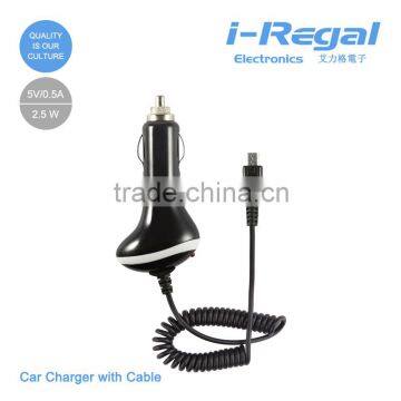 Universal 0.5A Car Charger with Micro USB Cable for Smartphones