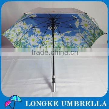 Full color printing chrysanthemum 24" golf umbrella with silver coating outside