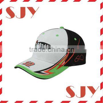 Flame embroidery racing cap/cotton racing caps/racing sport cap
