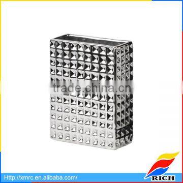 Custom Polished Chrome Silver Cheap Rectangular Ceramic Vase