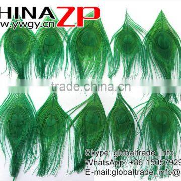 Leading Supplier CHINAZP Wholesale High Quality Dyed Green Trimmed Short Peacock Feathers for Earrings photo-2